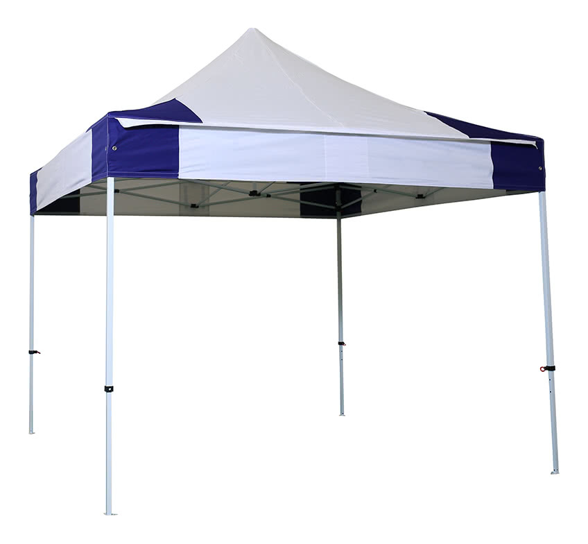 INTEROUGE Tente pliante 3x3 M - Polyester Imperméable 300g/m² - Structure Acier 32mm BLANC ET BLEU