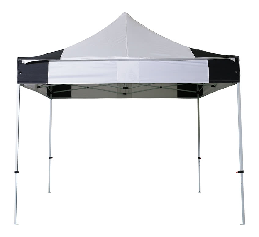 INTEROUGE Tente pliante 3x3 M - Polyester Imperméable 300g/m² - Structure Acier 32mm BLANC ET NOIR