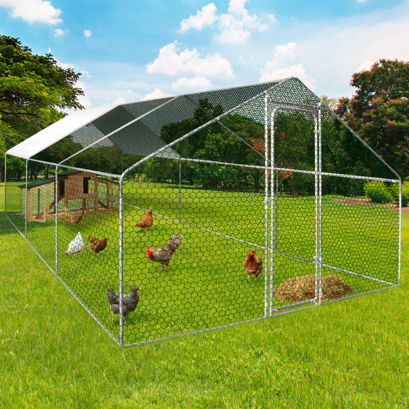 Enclos poulailler 18 m2 parc grillagé 6x3m acier galvanisé