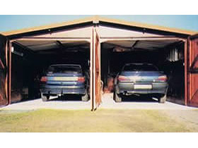 Garages bois jumelés 31 m² - 5 x 6.2 x 2.60 m - 12 mm ( dimensions pour les 2 garages réunis)