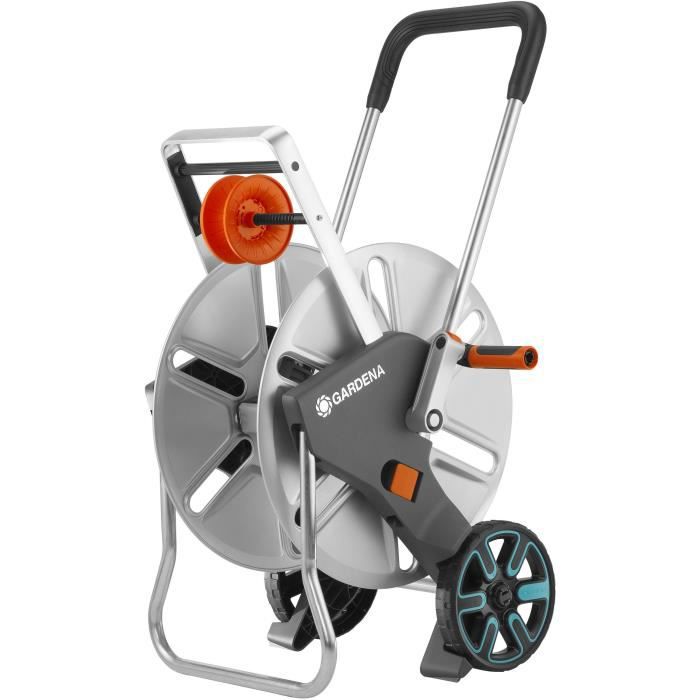 GARDENA Dévidoir métal sur roues CleverRoll L Easy – Longueur max 100m – Pour grand jardin – Livré monté – Garantie 5 ans (9822-20)