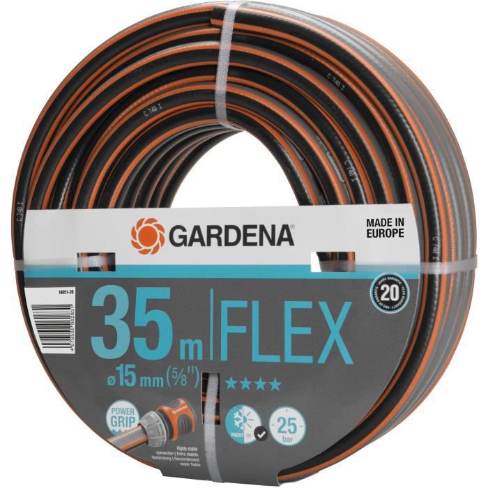 GARDENA Tuyau d'arrosage Comfort FLEX – Longueur 35m – Ø15mm – Anti-nœud et indéformable – Garantie 20 ans