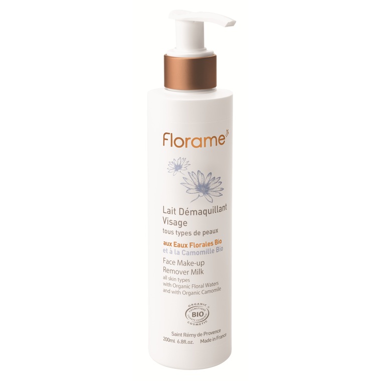 Lait démaquillant pour visage bio en flacon de 200 ml