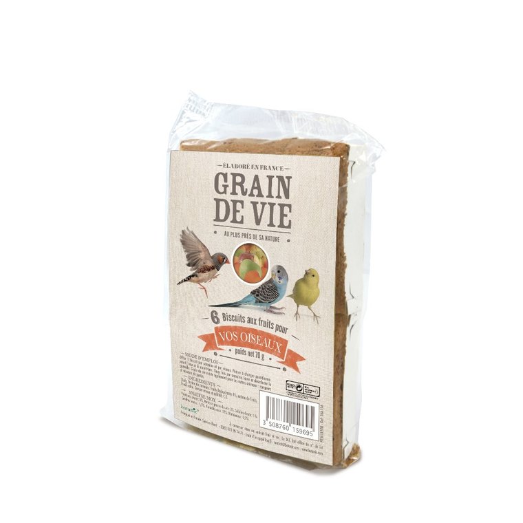Lot de 6 biscuits pour oiseaux aux fruits Grain De Vie - 70 g