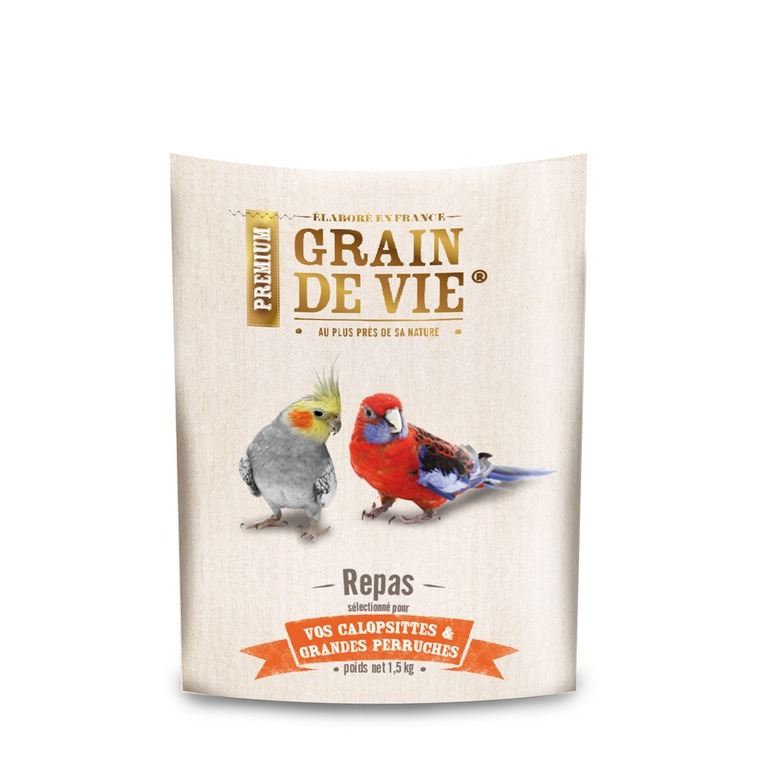 Mélange pour calopsittes et grandes perruches premium Grain de Vie - 1,5 kg