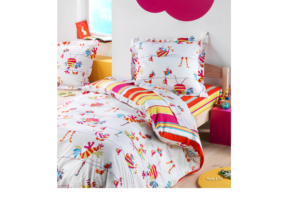 Parure housse de couette Poule et Pill