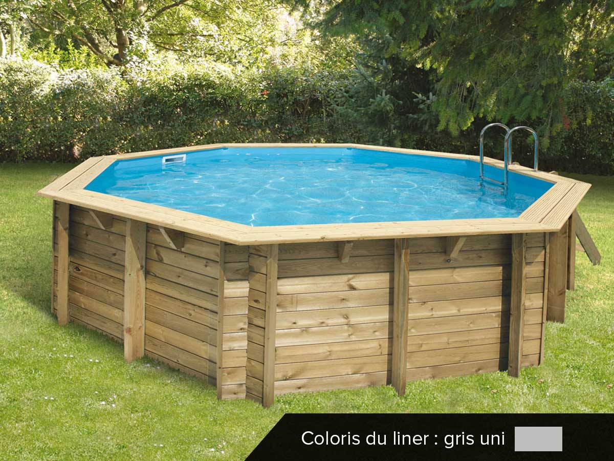 Piscine bois Océa 5,10 x 1,20 m - Liner gris - Ubbink