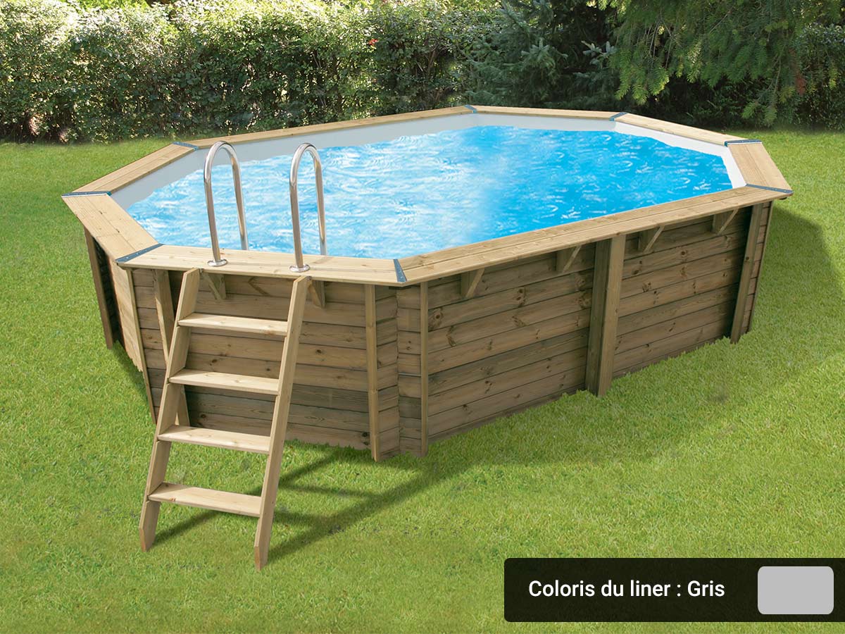Piscine bois Océa 5,50 x 3,55 x 1,20 m - Liner gris - Ubbink