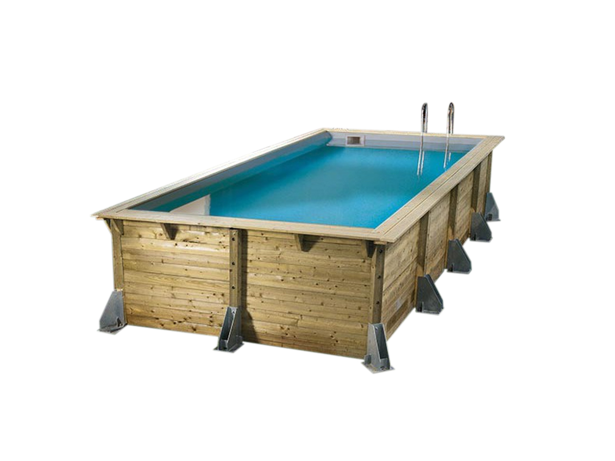 Piscine bois Sunwater 5,55 x 3,00 x 1,40 m - Liner bleu + Kit margelles - Ubbink
