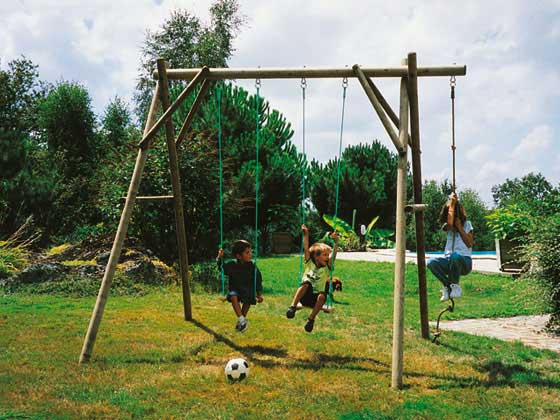 Portique bois - 3 agrès - H : 2.50 m