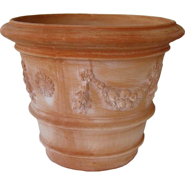 Pot Toscane décoré en terre cuite naturelle Ø60xH48