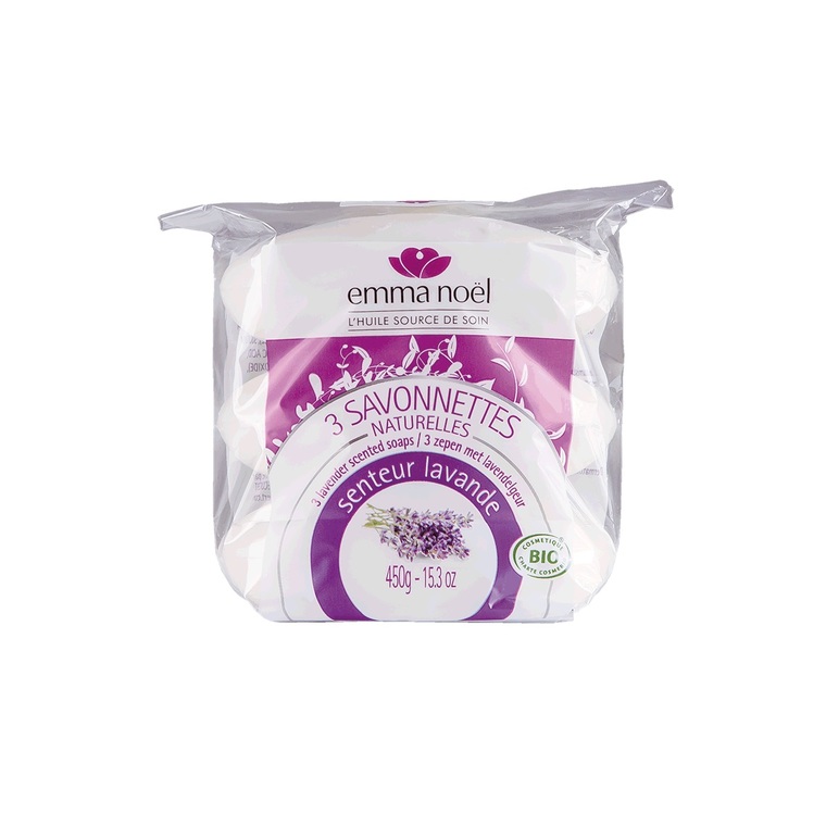 Savonnettes à la lavande bio en sachets de 3 x 150 g