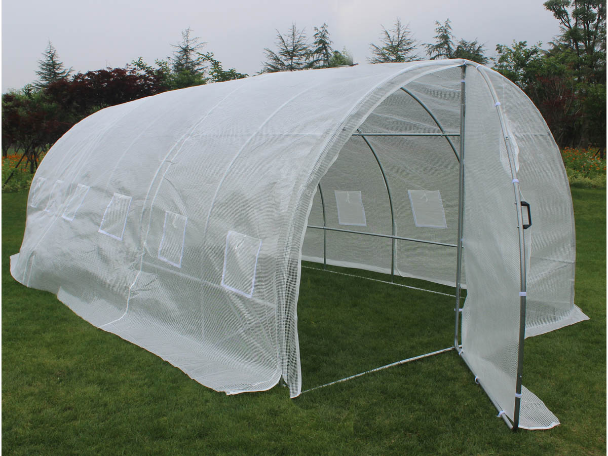 Serre tunnel de jardin avec porte Mimosa - 220g/m2 - 18m² - 6 x 3 x 2 m