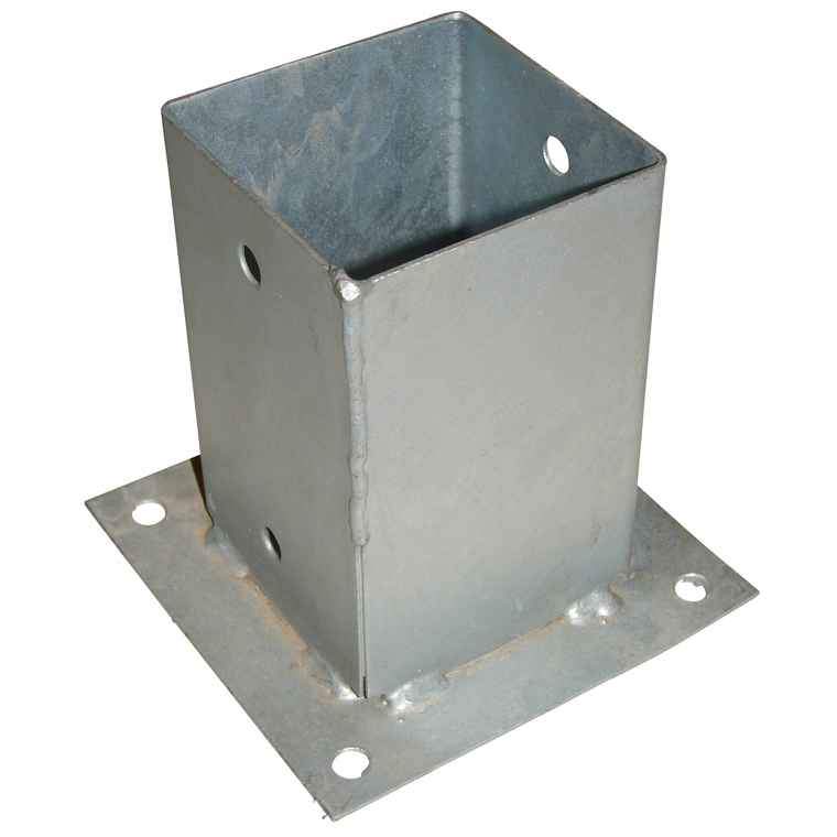 Support de fixation pour poteau à fixer en acier galvanisé 7x7 cm