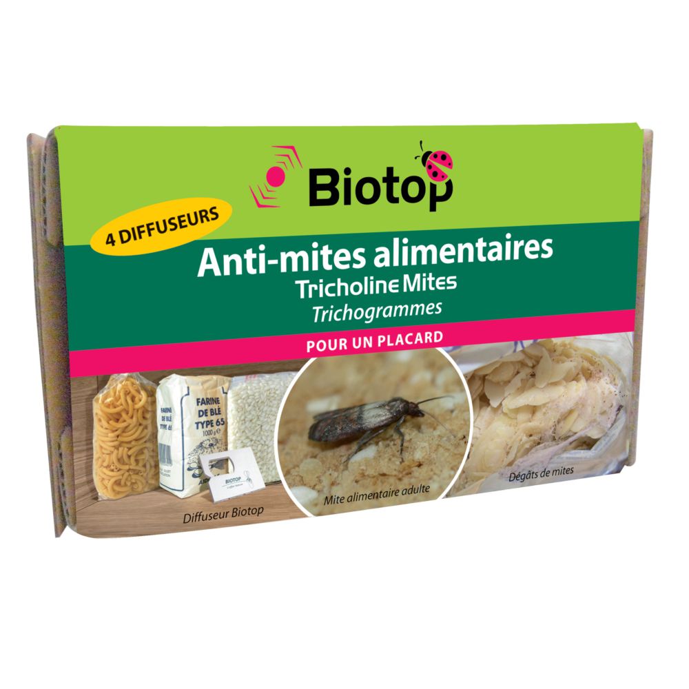 Trichogramme contre les mites alimentaires BIOTOP - Lot de 4 diffuseurs pour un placard