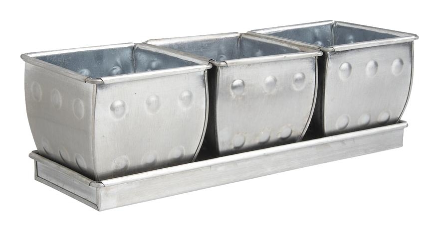 Jardinière 3 pots en zinc brossé - - AUBRY GASPARD Jardinière 3 pots en zinc brossé - - AUBRY GASPARD