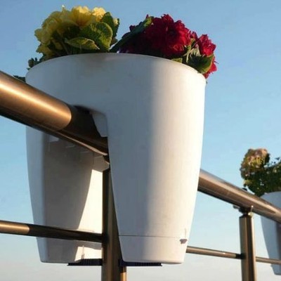 Lot de 2 Jardinières Balustrade Blanches