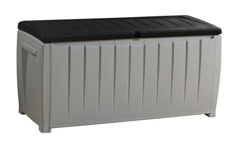 KETER Coffre de rangement Novel avec assise 340 l - 124x55x63 cm - Gris et anthracite KETER Coffre de rangement Novel avec assise 340 l - 124x55x63 cm - Gris et anthracite