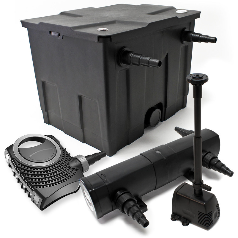 Kit de Filtration 12000l UVC 36W 80W Pompe éco Fontaine - WILTEC Kit de Filtration 12000l UVC 36W 80W Pompe éco Fontaine - WILTEC