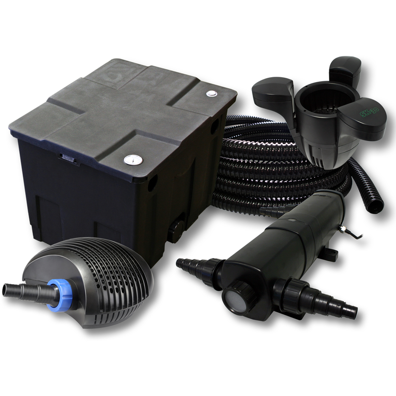 Kit filtration de bassin 12000l 18W UVC éco Pompe 20W Tuyau Skimmer - WILTEC