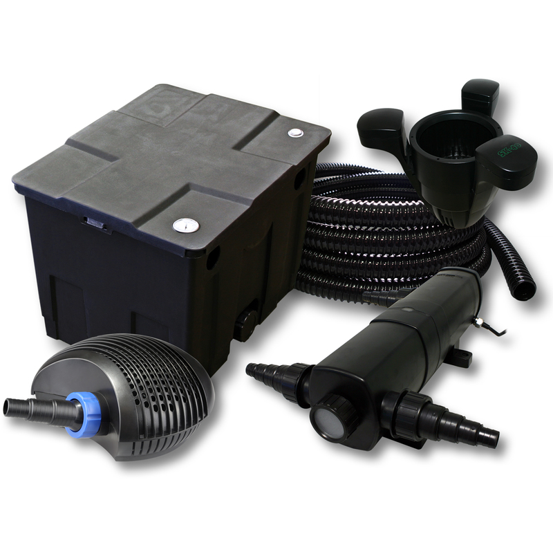 Kit filtration de bassin 12000l 24W UVC éco Pompe 20W Tuyau Skimmer - WILTEC
