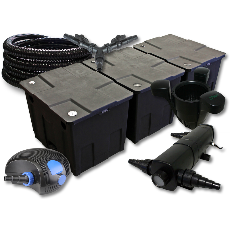 Kit filtration de bassin 90000l 24W UVC 100W éco Pompe Tuyau Skimmer - WILTEC