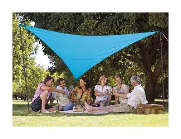 Kit voile d'ombrage triangulaire 3,60 x 3,60 m - Bleu azur - JARDIDECO