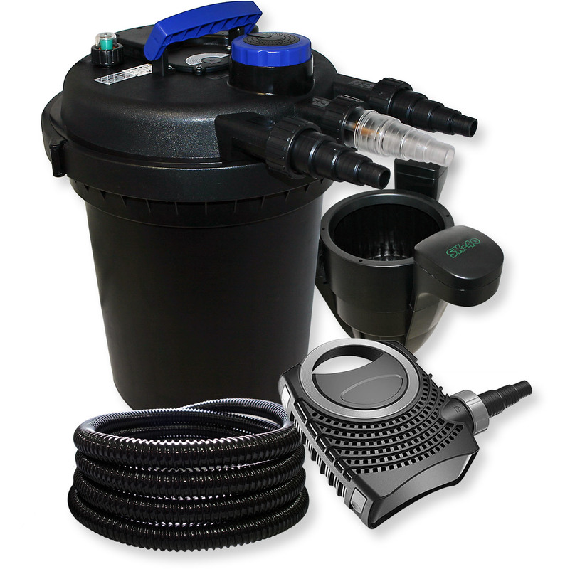 Kit:Filtration à Pression 10000l 11W UVC Stérilisateur Pompe Skimmer - WILTEC