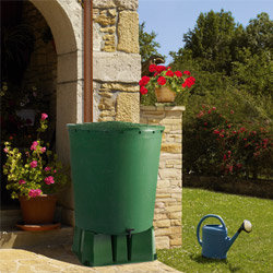 Récupérateur à eau Bellijardin rond vert 350L et socle vert