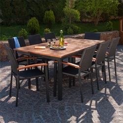 Salon de jardin BARCELONA 200cm chocolat et 2 fauteuils