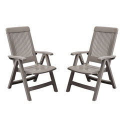 Lot de deux fauteuils FIDJI avec dossier réglable taupe
