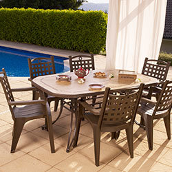 Salon de jardin AMALFI: Une table 220CM et 8 fauteuils