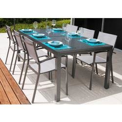 Salon de jardin: Table MALAGA 2 3M et 8 fauteuils ANTIBES