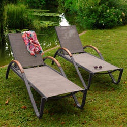 Lot de 2 bains de soleil CARLA coloris taupe et anthracite