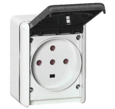LEGRAND - Prise/socle saillie monobloc complet IP44 4x32+T à couvercle gris - Plexo - 055877