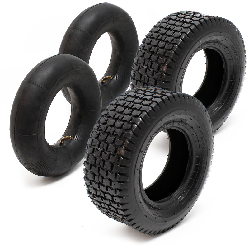 Lot 2 Pneus 2 Chambres air Autoportée 16x6.50-8 4pr Valve coudée Tracteur gazon - WILTEC