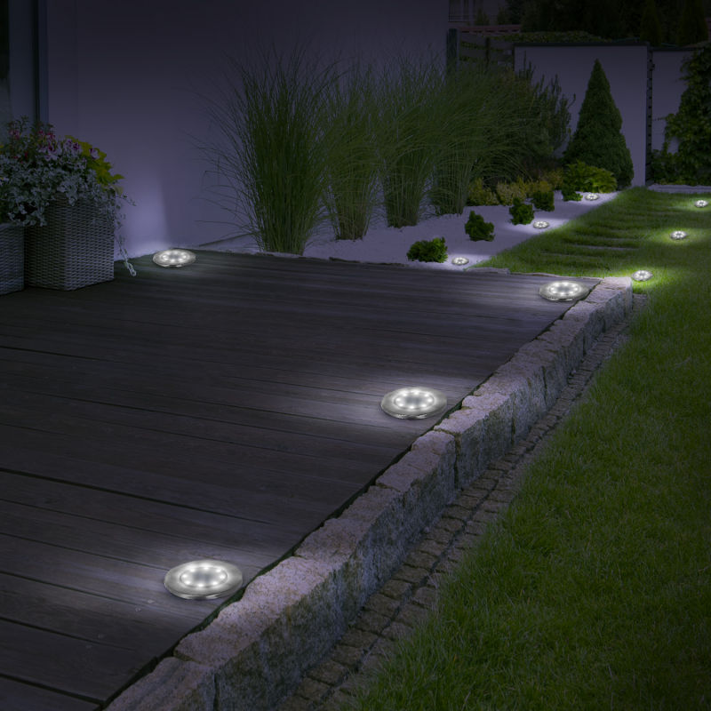 Lot de 10 disques solaires à LED spots de jardin