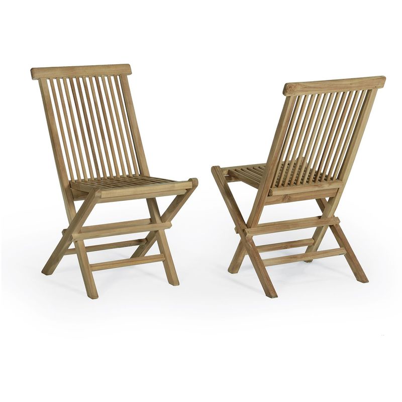 Lot de 2 chaises pliantes en teck Ecograde Java - TECK'ATTITUDE Lot de 2 chaises pliantes en teck Ecograde Java - TECK'ATTITUDE