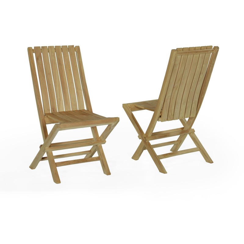 Lot de 2 chaises pliantes en teck Ecograde karimun - TECK'ATTITUDE Lot de 2 chaises pliantes en teck Ecograde karimun - TECK'ATTITUDE