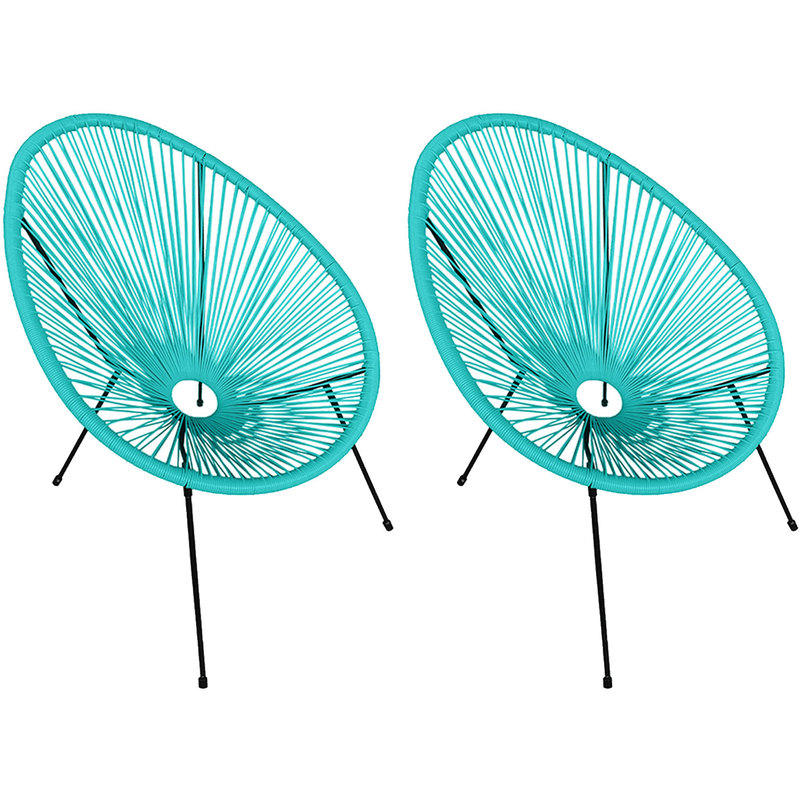 Lot de 2 fauteuils oeuf ACAPULCO aqua - HAPPY GARDEN