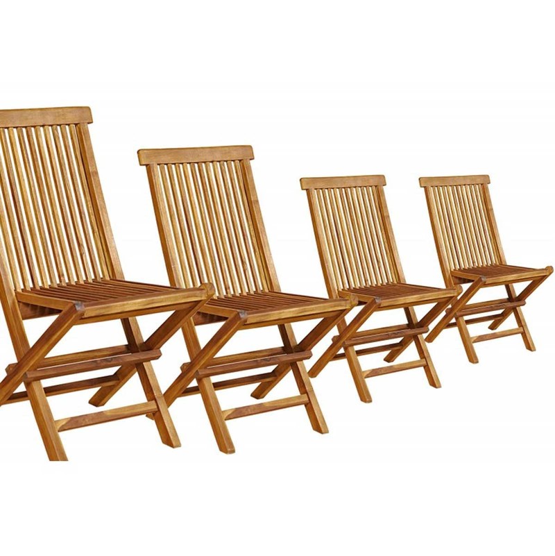 lot de 4 chaises pliantes en teck huilé - WOOD-EN-STOCK