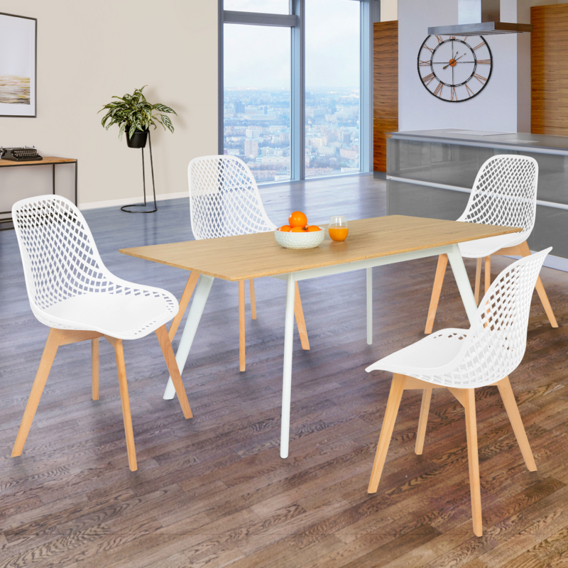 Lot de 4 chaises MANDY blanches pour salle à manger