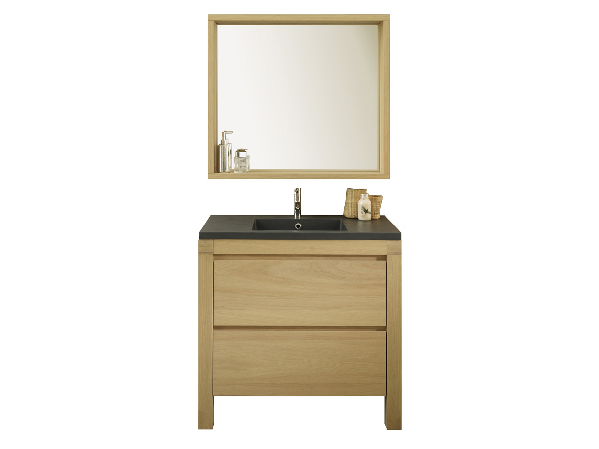 Meuble vasque + vasque + miroir Arwan - 90 x 50 x 84 cm