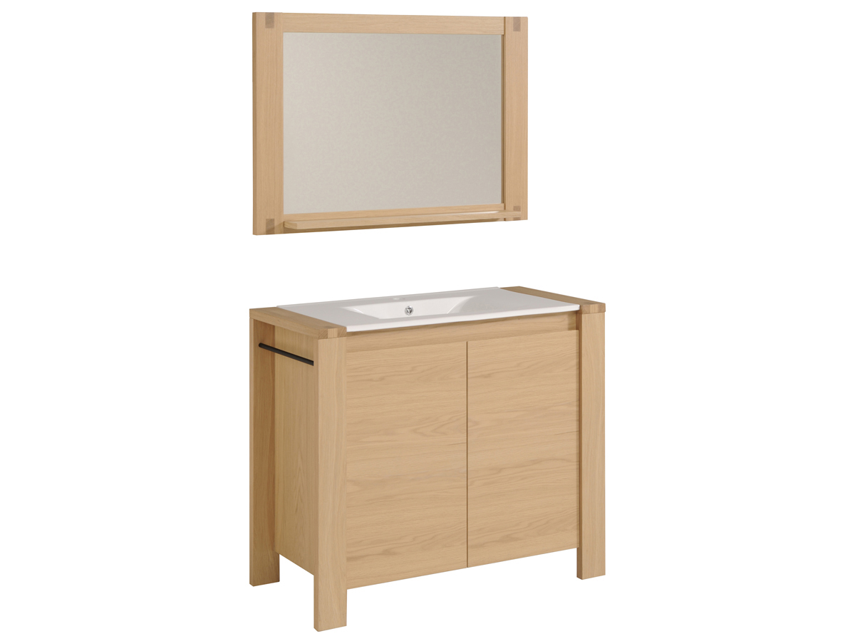 Meuble vasque + vasque + miroir Edna - 100 x 47 x 188 cm