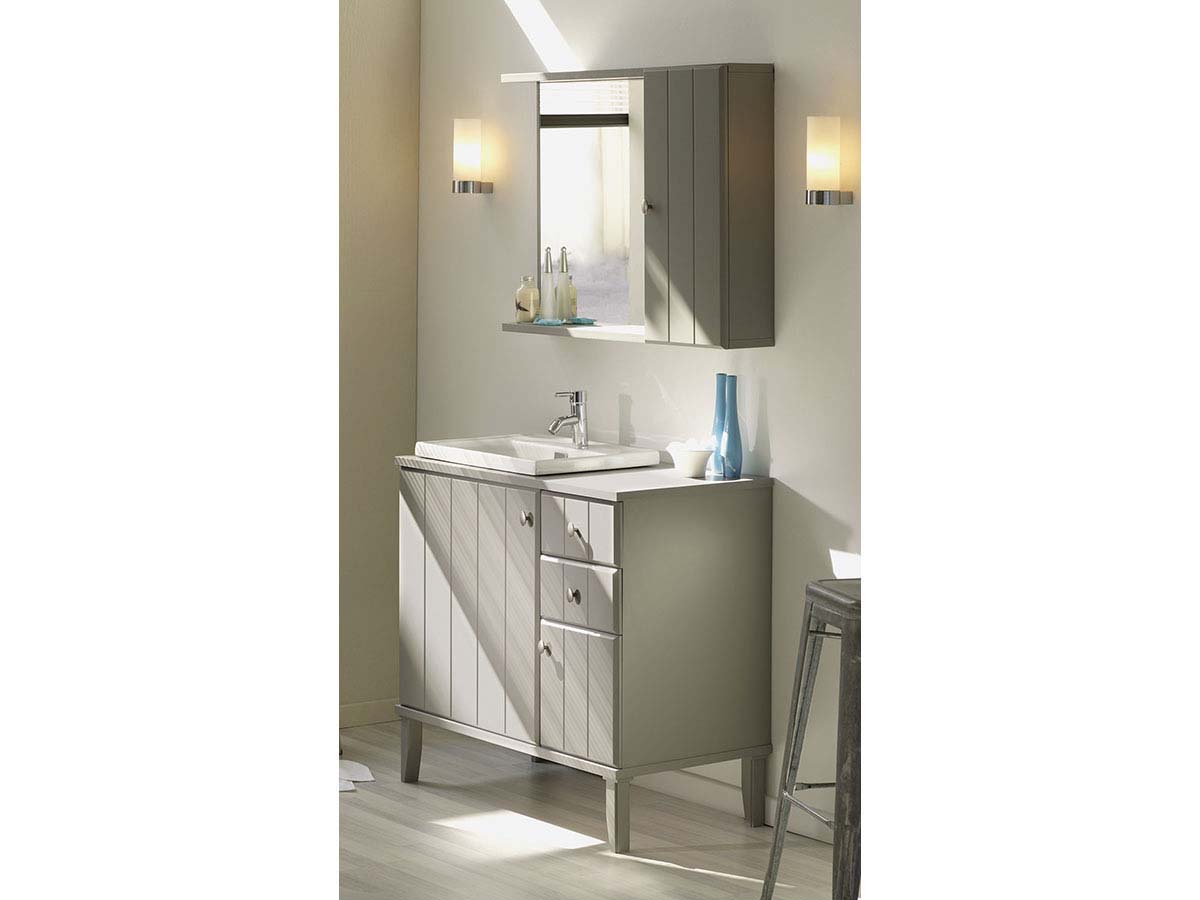 Meuble vasque + vasque + miroir Charly - 90 x 50.5 x 86.50 cm
