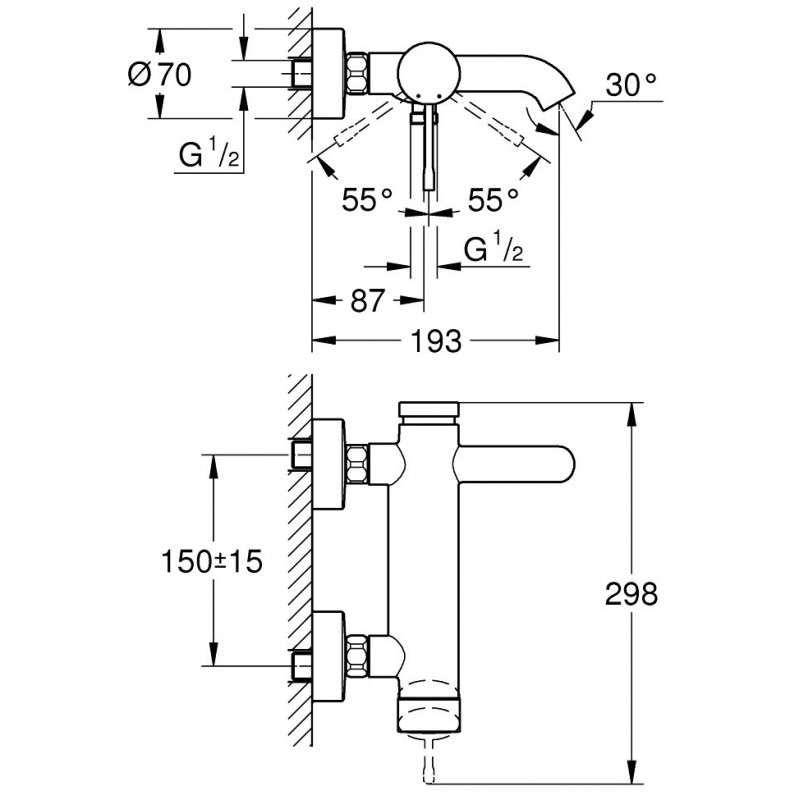 GROHE Mitigeur bain / douche mural apparent Essence - GROHE - 33624001
