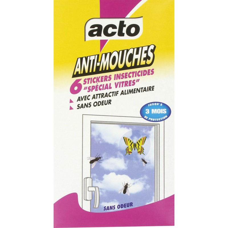 Mouches Stickers vitre Acto - Etui de 6 stickers