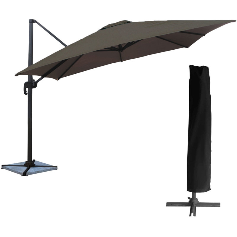 Parasol déporté MOLOKAI carré 3x3m gris + housse - HAPPY GARDEN