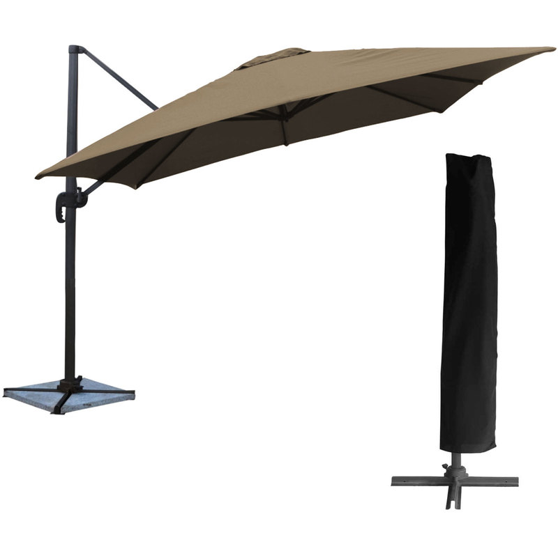 Parasol déporté MOLOKAI carré 3x3m taupe + housse - HAPPY GARDEN