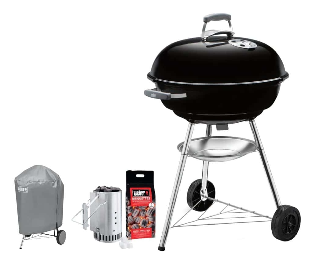 Pack Weber Barbecue à charbon Compact Kettle 57 cm - kit cheminée d'allumage 3 en 1 - une housse